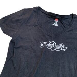 Harley Davidson Black Womens Baby Tee Graphic T-Shirt Medium
